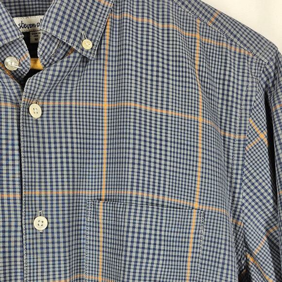 STEVEN ALAN MEN'S PREMIUM LIGHT BLUE GEOMETRIC DRESS SHIRT SIZE MEDIUM - Picture 4 of 10